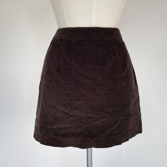 Vintage 90's Brown Woven Cotton Mini Skirt / Sz 9-10 / EXPRESS / Minimal Grunge - Picture 1 of 7
